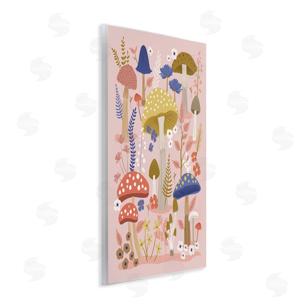 Lisa Perry Whitebutton Mushrooms & Botanical Pattern Wall Plaque Art Print