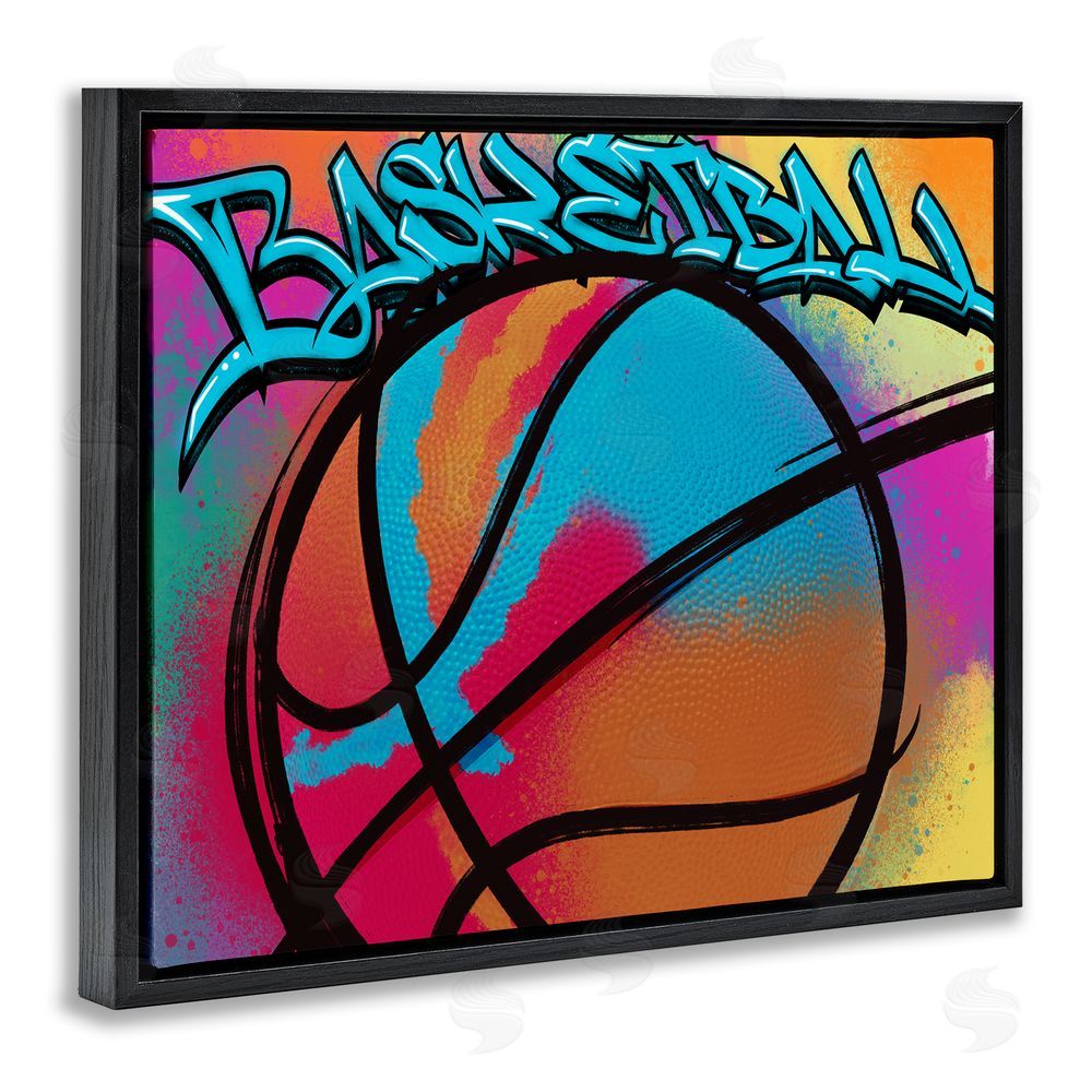 Marcus Prime Urban Sports Basketball Black Floating Frame Canvas Wall Art Print