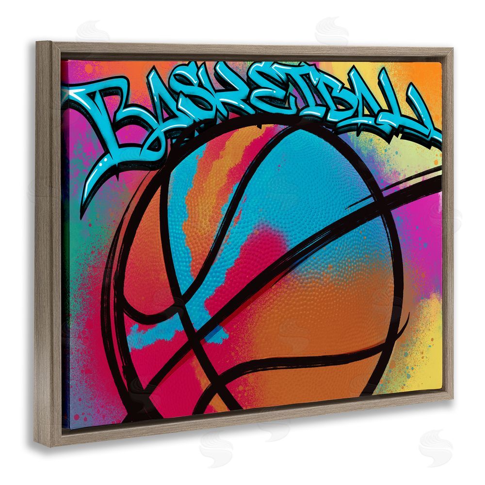 Marcus Prime Urban Sports Basketball Brown Floating Frame Canvas Wall Art Print