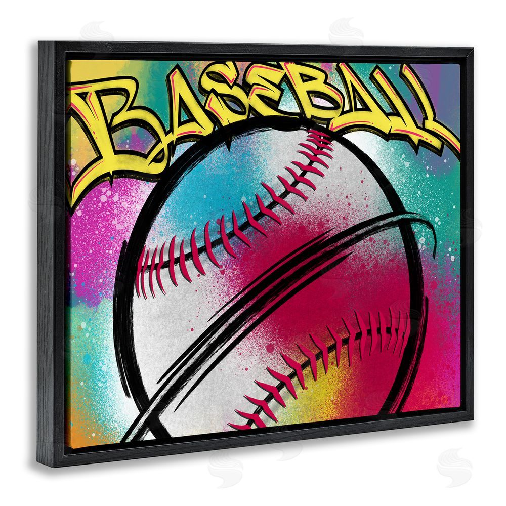 Marcus Prime Urban Sports Baseball Black Floating Frame Canvas Wall Art Print
