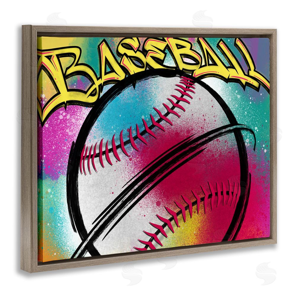Marcus Prime Urban Sports Baseball Brown Floating Frame Canvas Wall Art Print