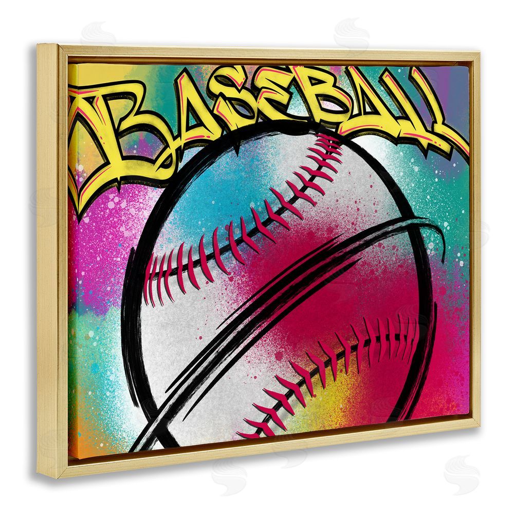 Marcus Prime Urban Sports Baseball Gold Floating Frame Canvas Wall Art Print
