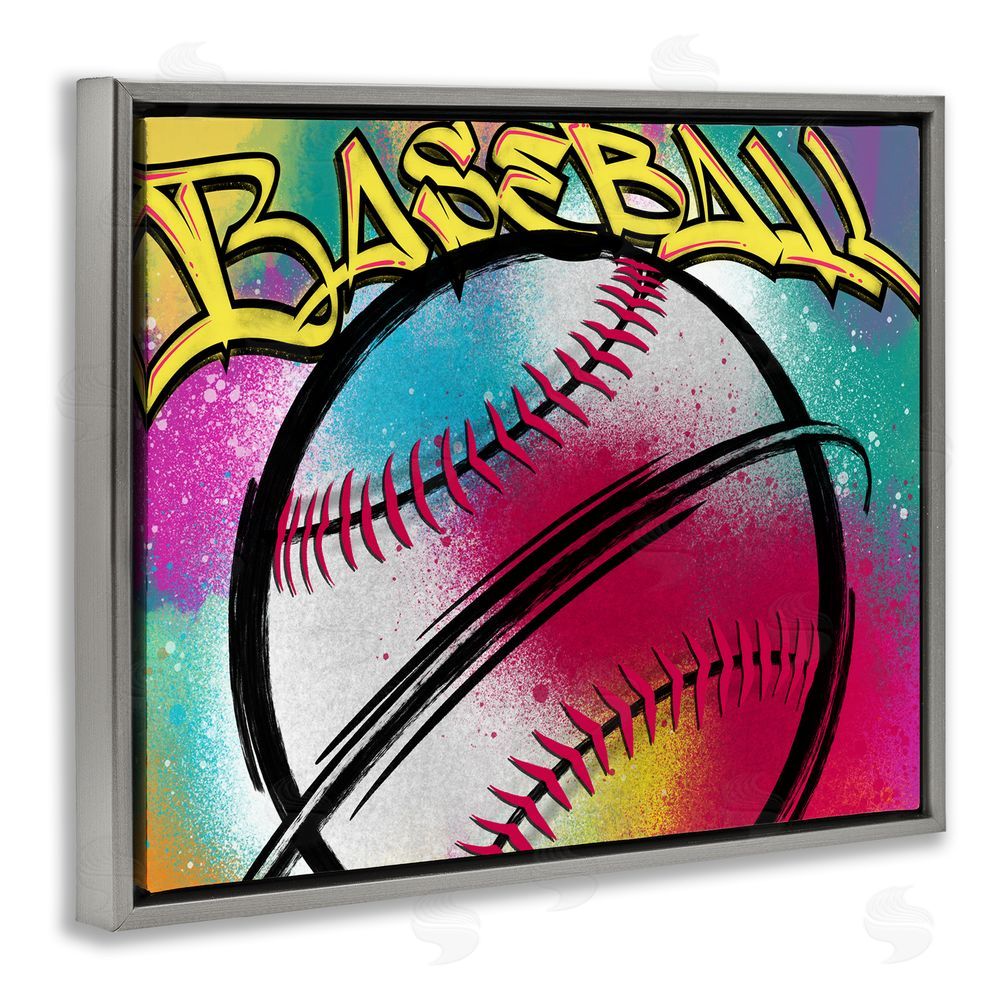 Marcus Prime Urban Sports Baseball Grey Floating Frame Canvas Wall Art Print