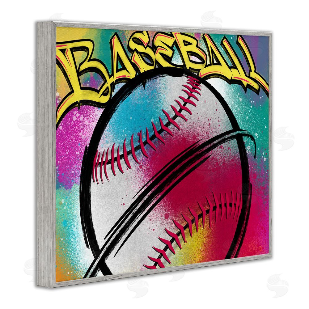 Marcus Prime Urban Sports Baseball Gray Framed Giclee Wall Art Print