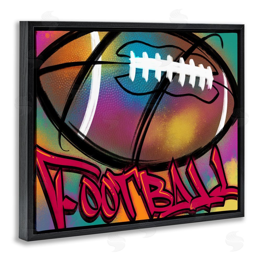 Marcus Prime Urban Sports Football Black Floating Frame Canvas Wall Art Print