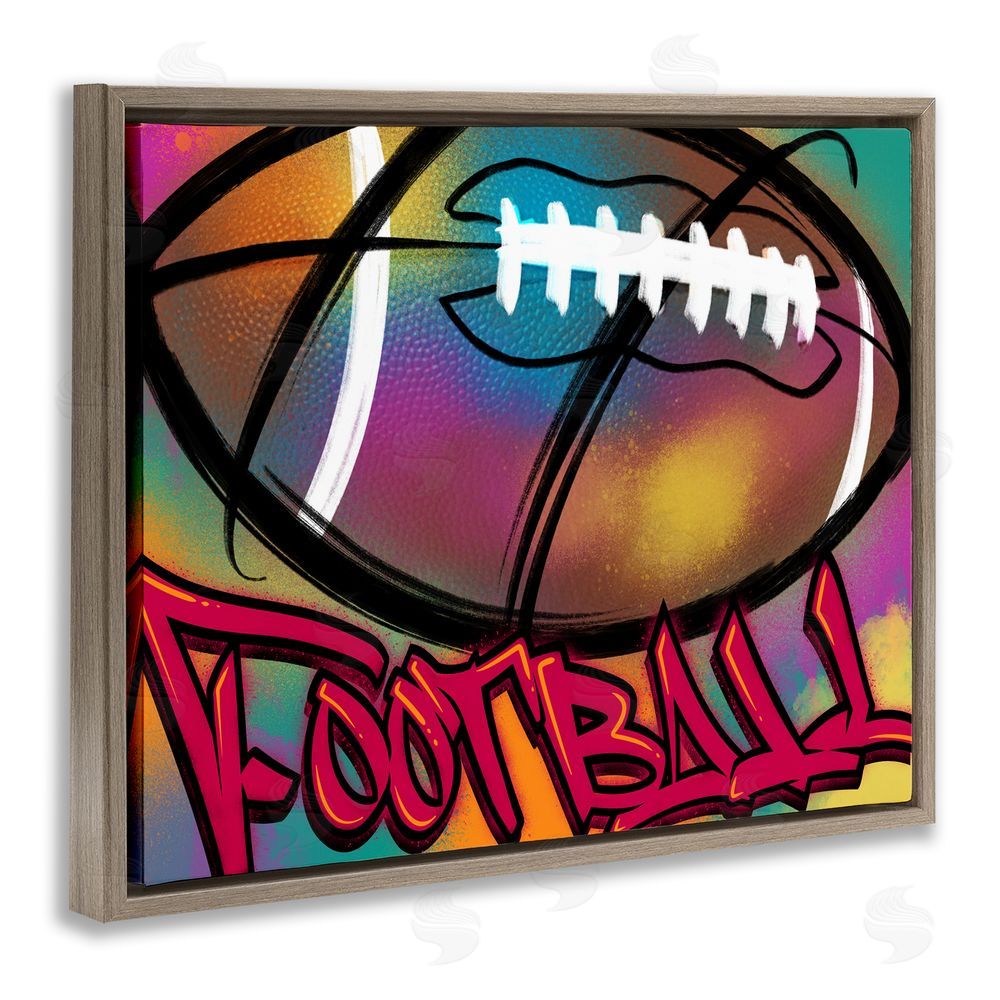 Marcus Prime Urban Sports Football Brown Floating Frame Canvas Wall Art Print