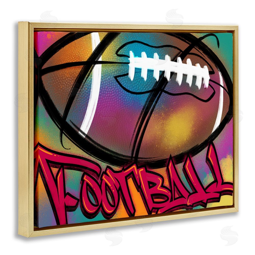 Marcus Prime Urban Sports Football Gold Floating Frame Canvas Wall Art Print
