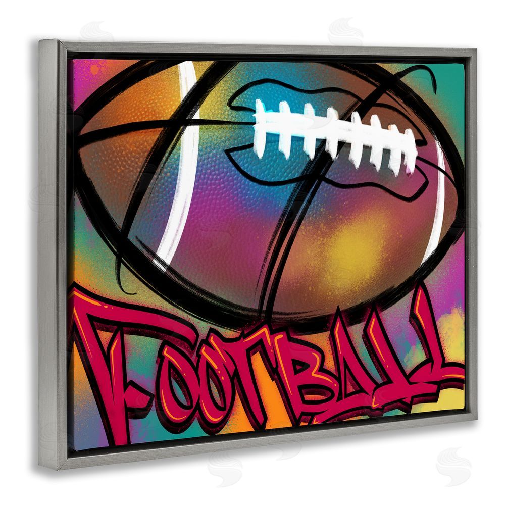 Marcus Prime Urban Sports Football Grey Floating Frame Canvas Wall Art Print