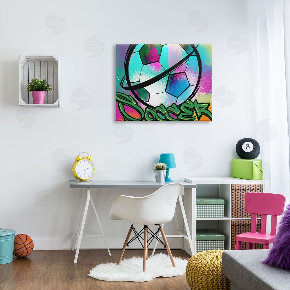 Marcus Prime Urban Sports Soccer Ball Canvas Wall Art Print in Room