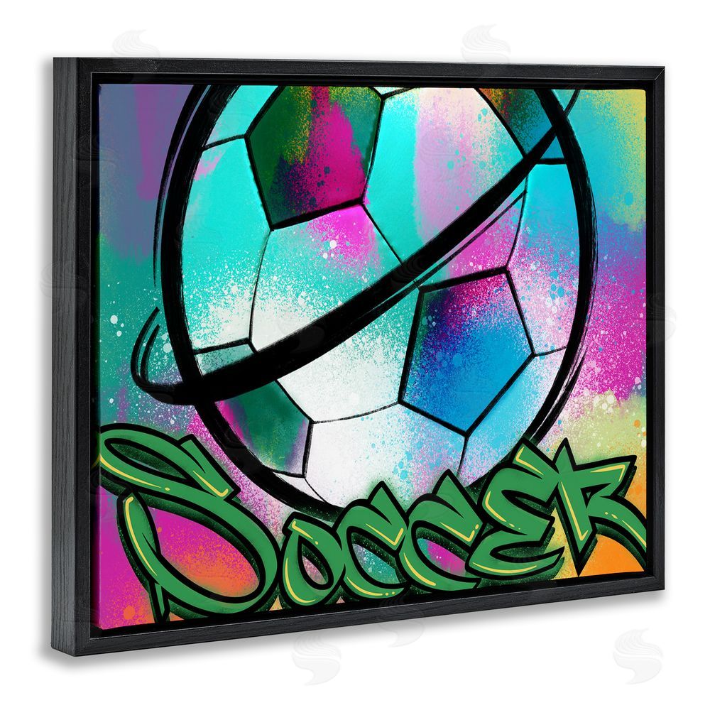 Marcus Prime Urban Sports Soccer Ball Black Floating Frame Canvas Wall Art Print