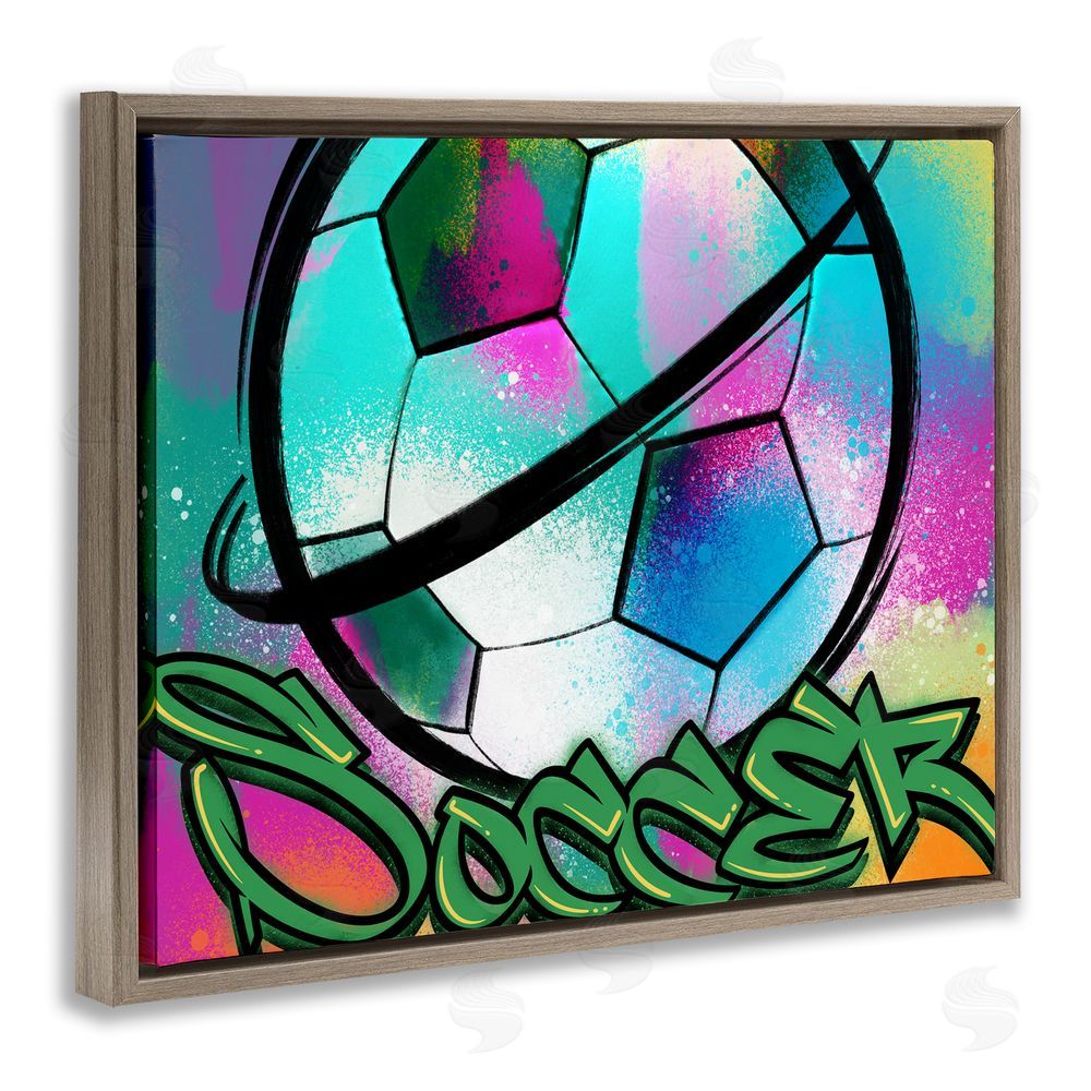 Marcus Prime Urban Sports Soccer Ball Brown Floating Frame Canvas Wall Art Print