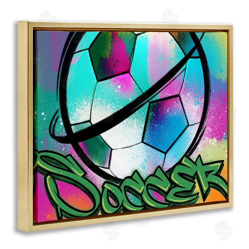 Marcus Prime Urban Sports Soccer Ball Gold Floating Frame Canvas Wall Art Print