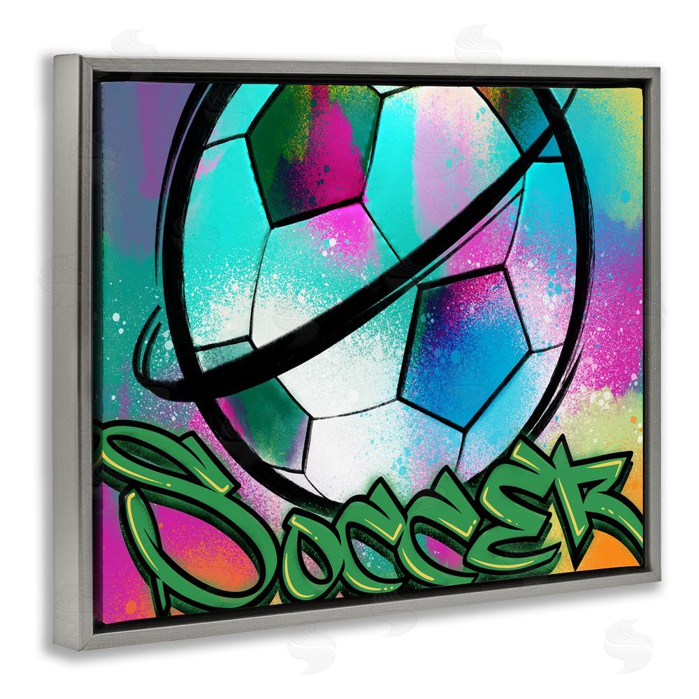 Marcus Prime Urban Sports Soccer Ball Grey Floating Frame Canvas Wall Art Print