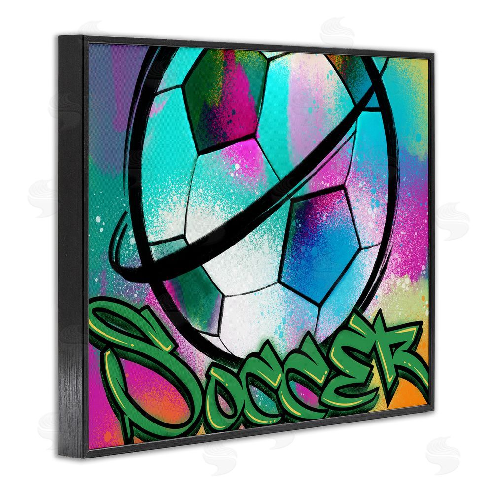 Marcus Prime Urban Sports Soccer Ball Black Framed Giclee Wall Art Print