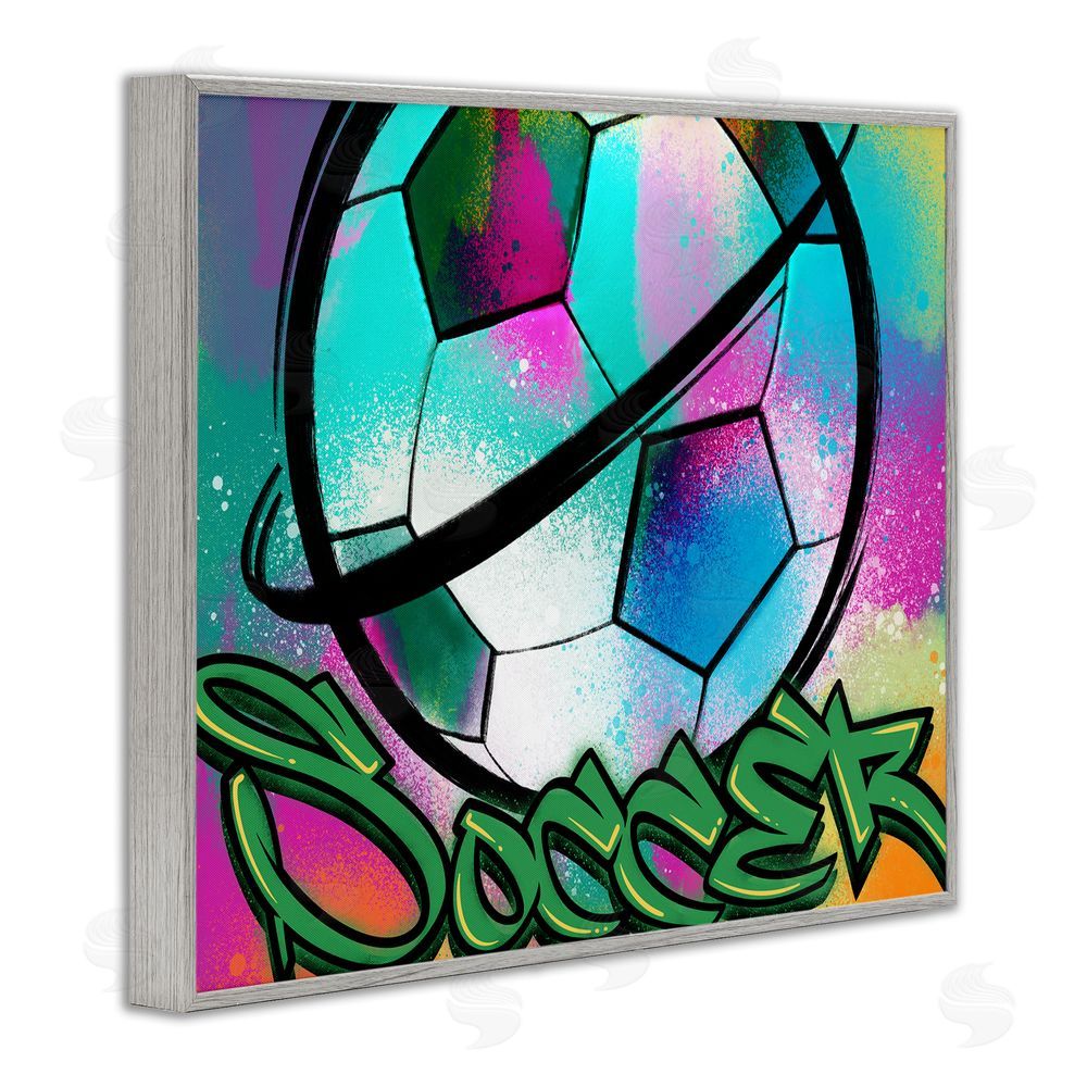 Marcus Prime Urban Sports Soccer Ball Gray Framed Giclee Wall Art Print