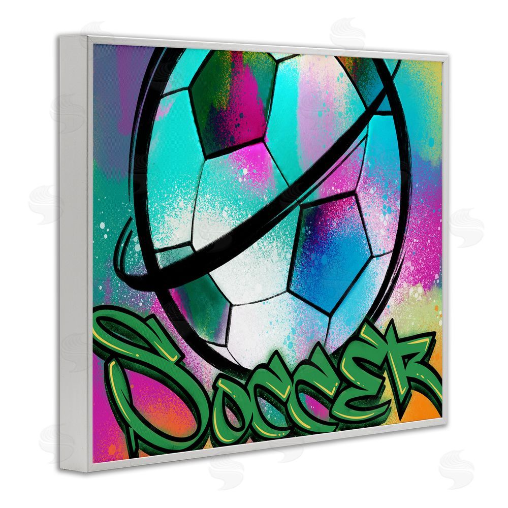 Marcus Prime Urban Sports Soccer Ball White Framed Giclee Wall Art Print