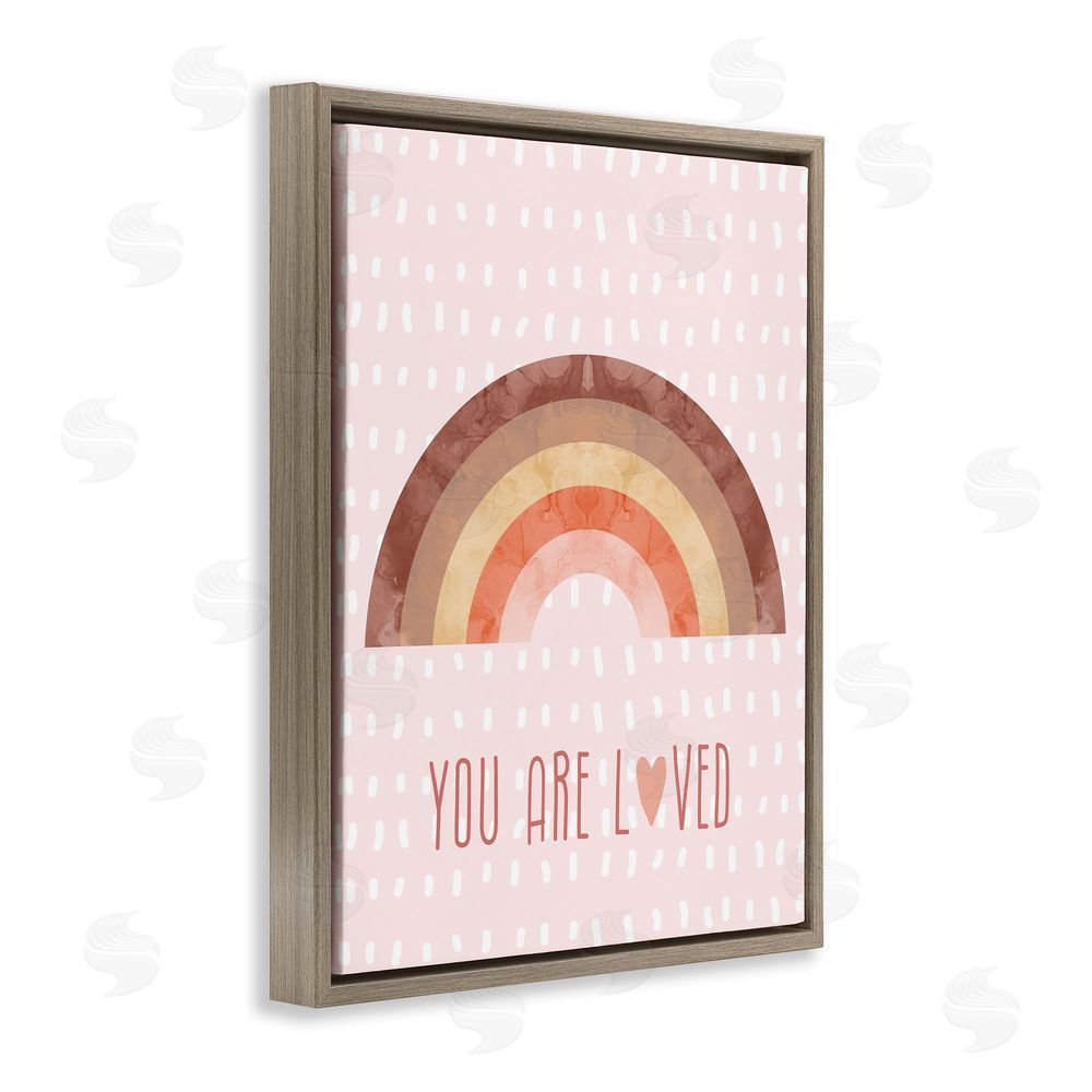 Stupell Studio You Are Loved Patterned Brown Floating Frame Canvas Wall Art Print