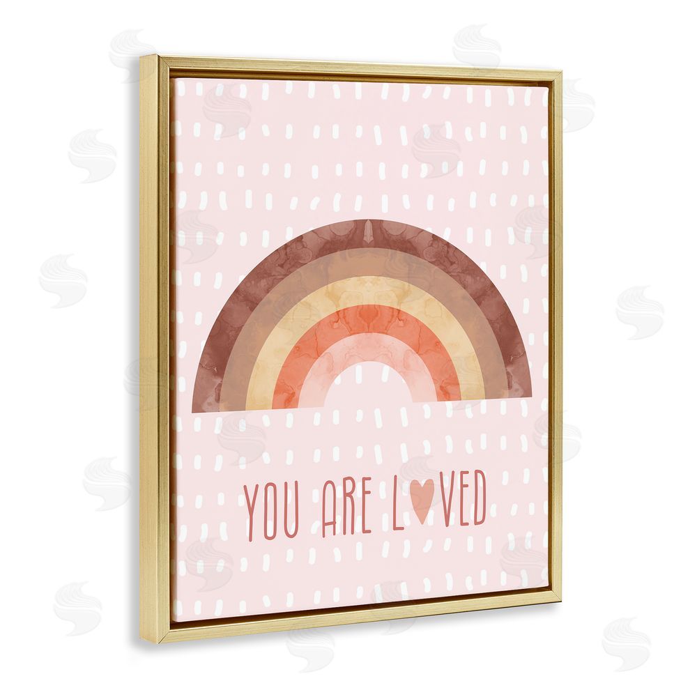 Stupell Studio You Are Loved Patterned Gold Floating Frame Canvas Wall Art Print