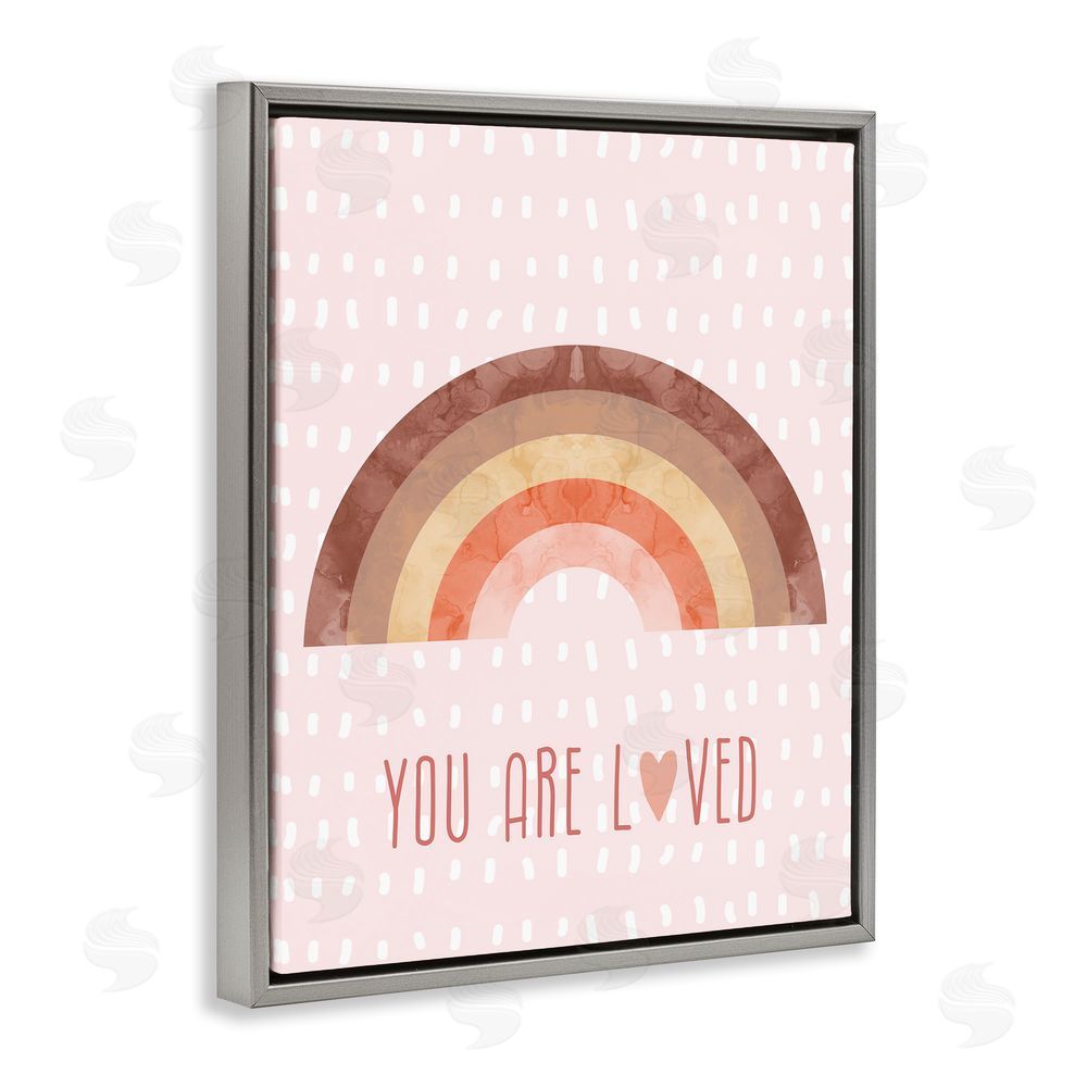 Stupell Studio You Are Loved Patterned Grey Floating Frame Canvas Wall Art Print