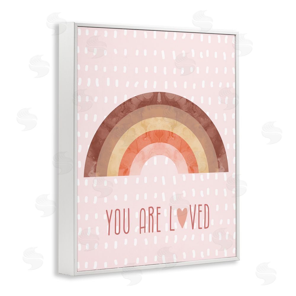 Stupell Studio You Are Loved Patterned White Framed Giclee Wall Art Print