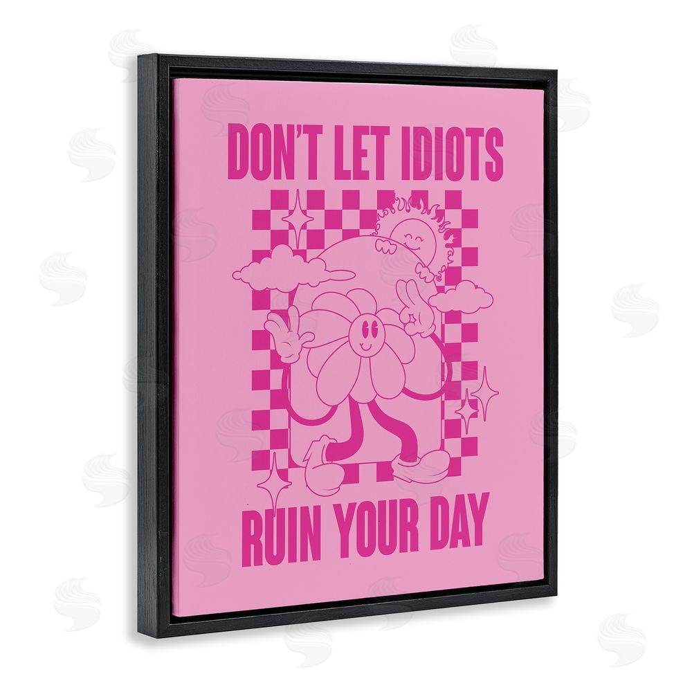 House of Lulu Funny Retro Inspirational Phrase Black Floating Frame Canvas Wall Art Print