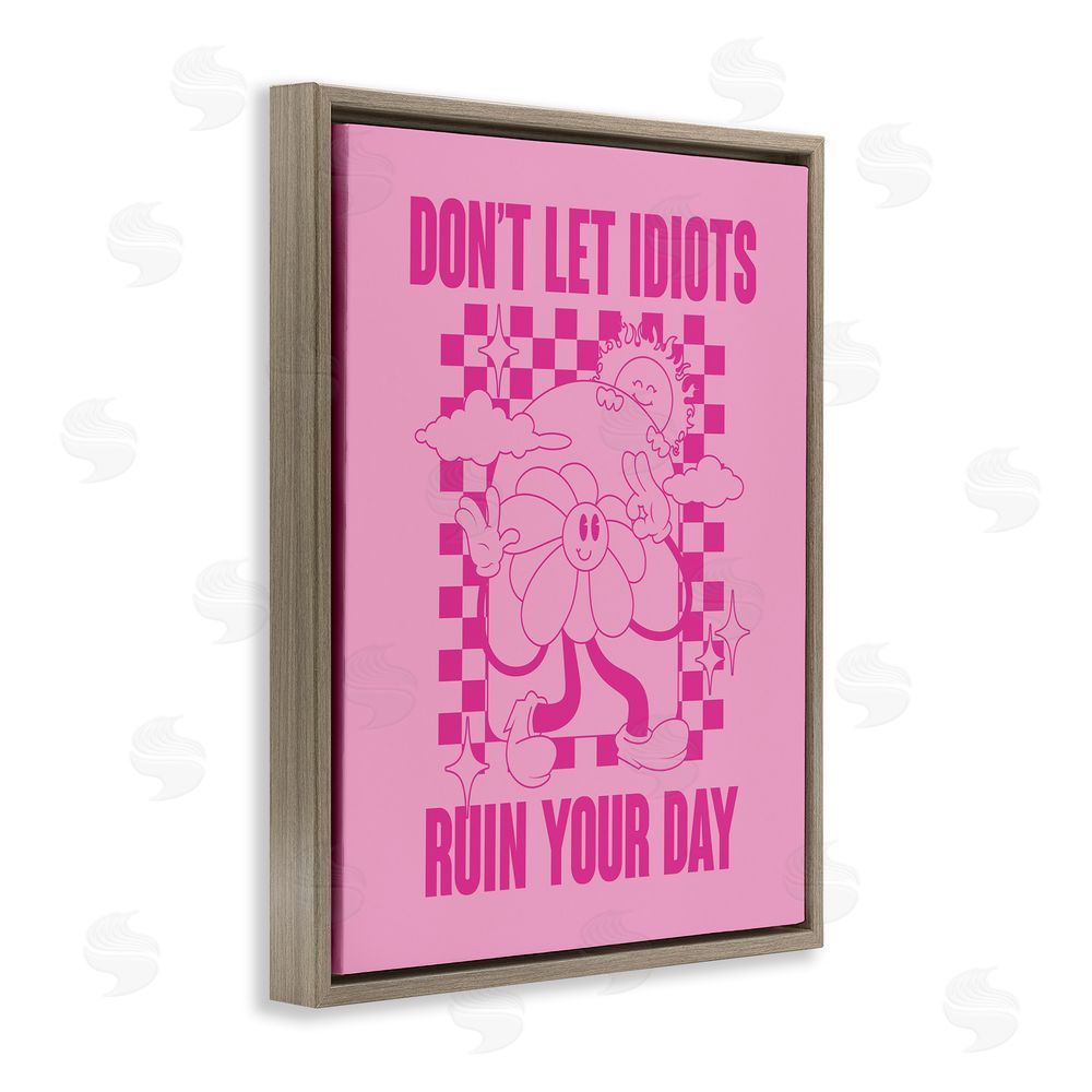 House of Lulu Funny Retro Inspirational Phrase Brown Floating Frame Canvas Wall Art Print