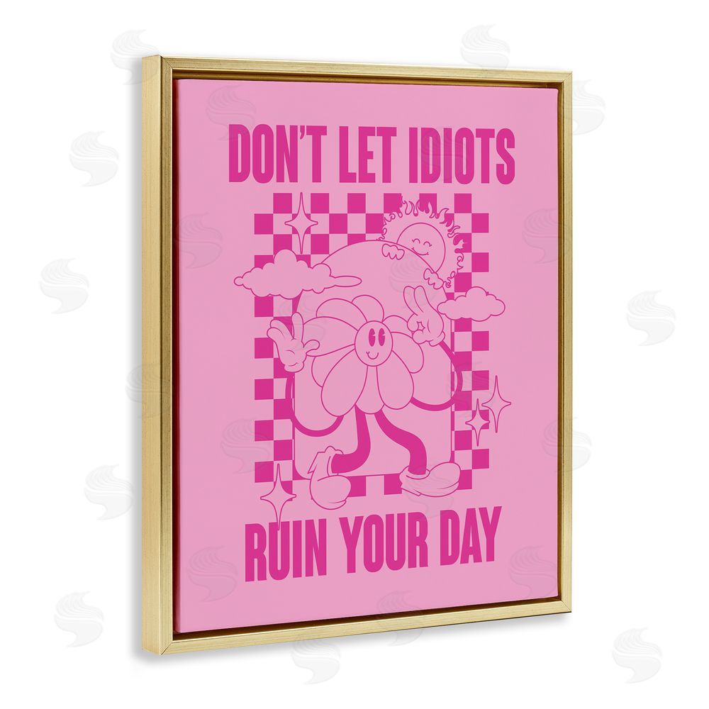 House of Lulu Funny Retro Inspirational Phrase Gold Floating Frame Canvas Wall Art Print