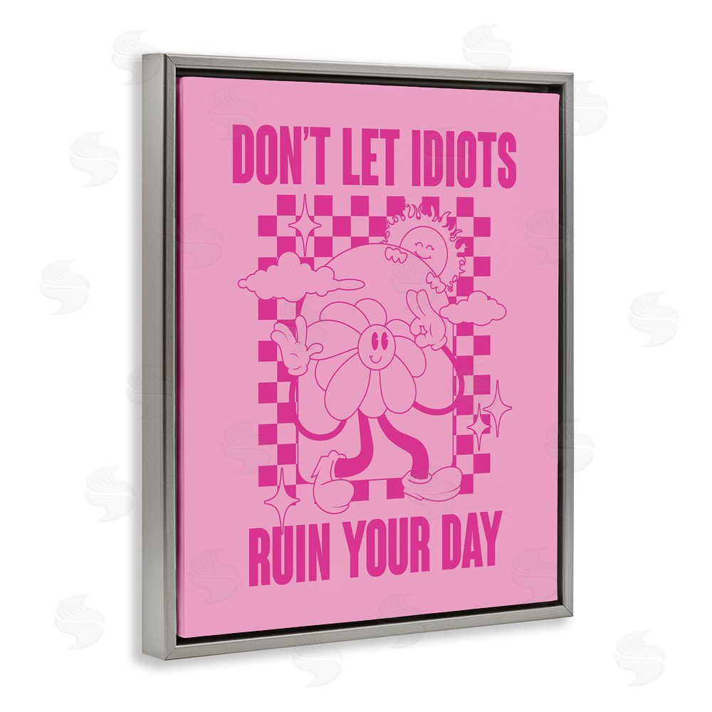 House of Lulu Funny Retro Inspirational Phrase Grey Floating Frame Canvas Wall Art Print