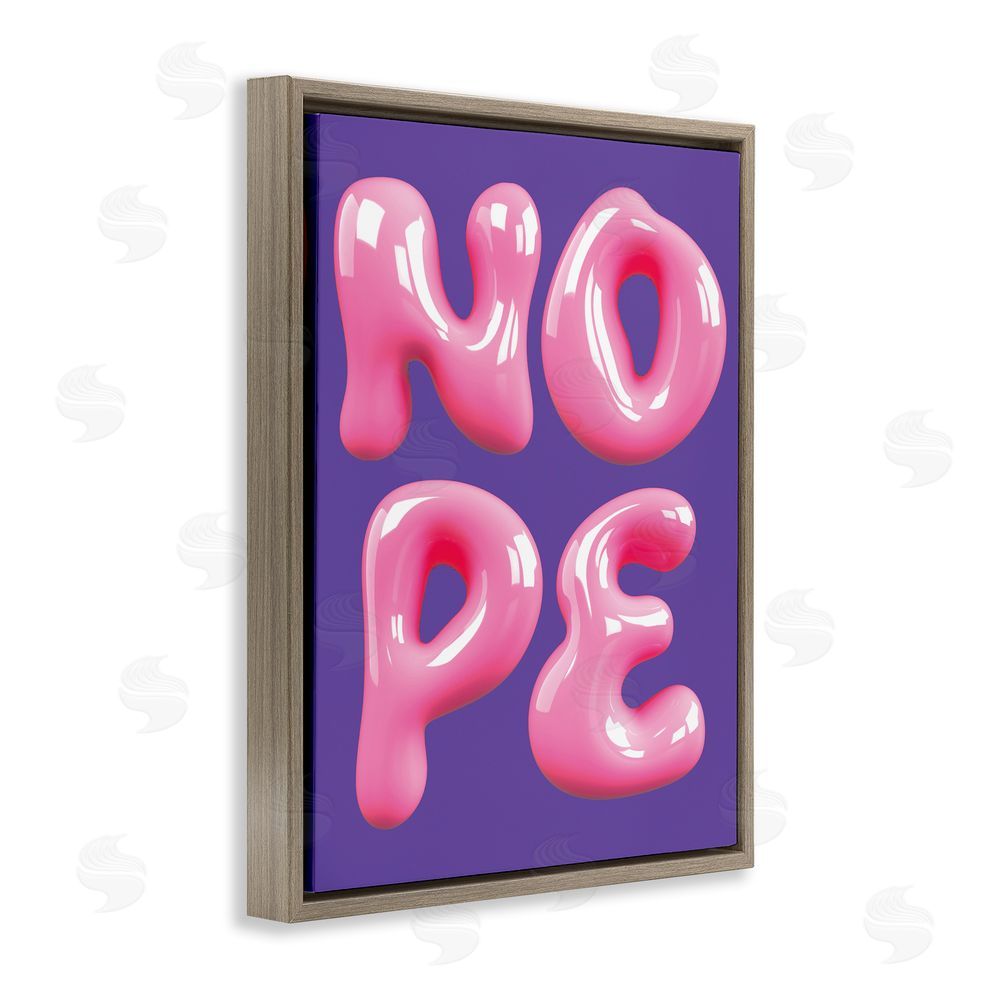 House of Lulu Abstract Nope Bold Text Brown Floating Frame Canvas Wall Art Print