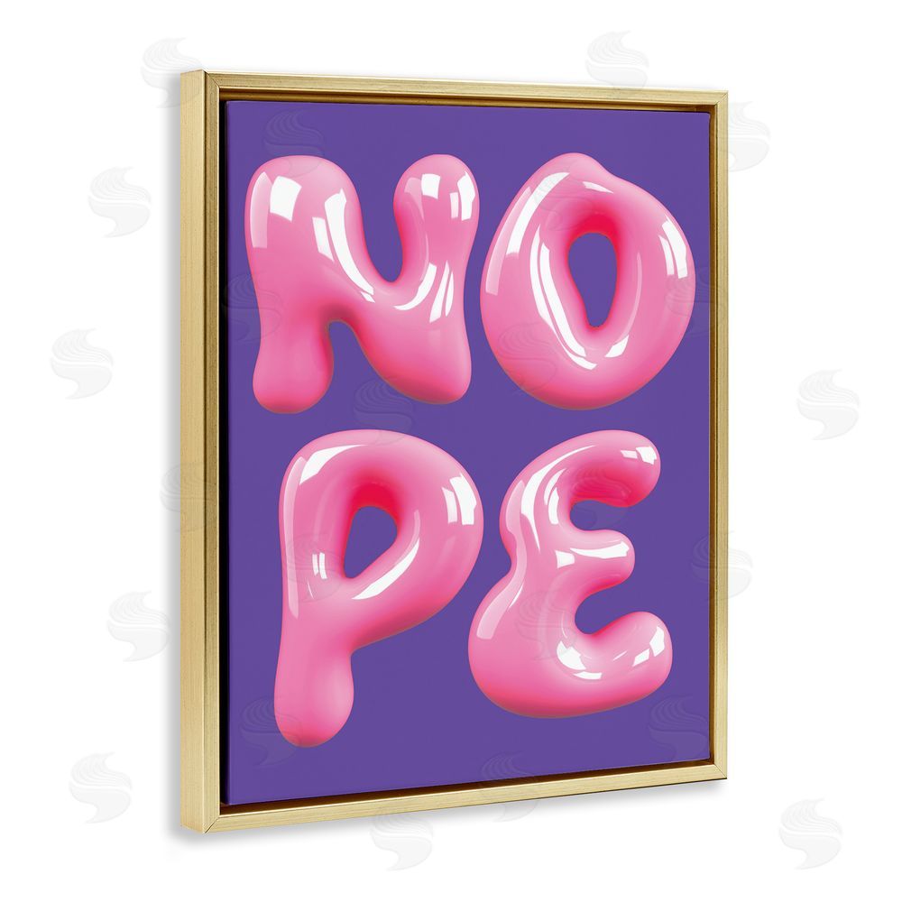 House of Lulu Abstract Nope Bold Text Gold Floating Frame Canvas Wall Art Print