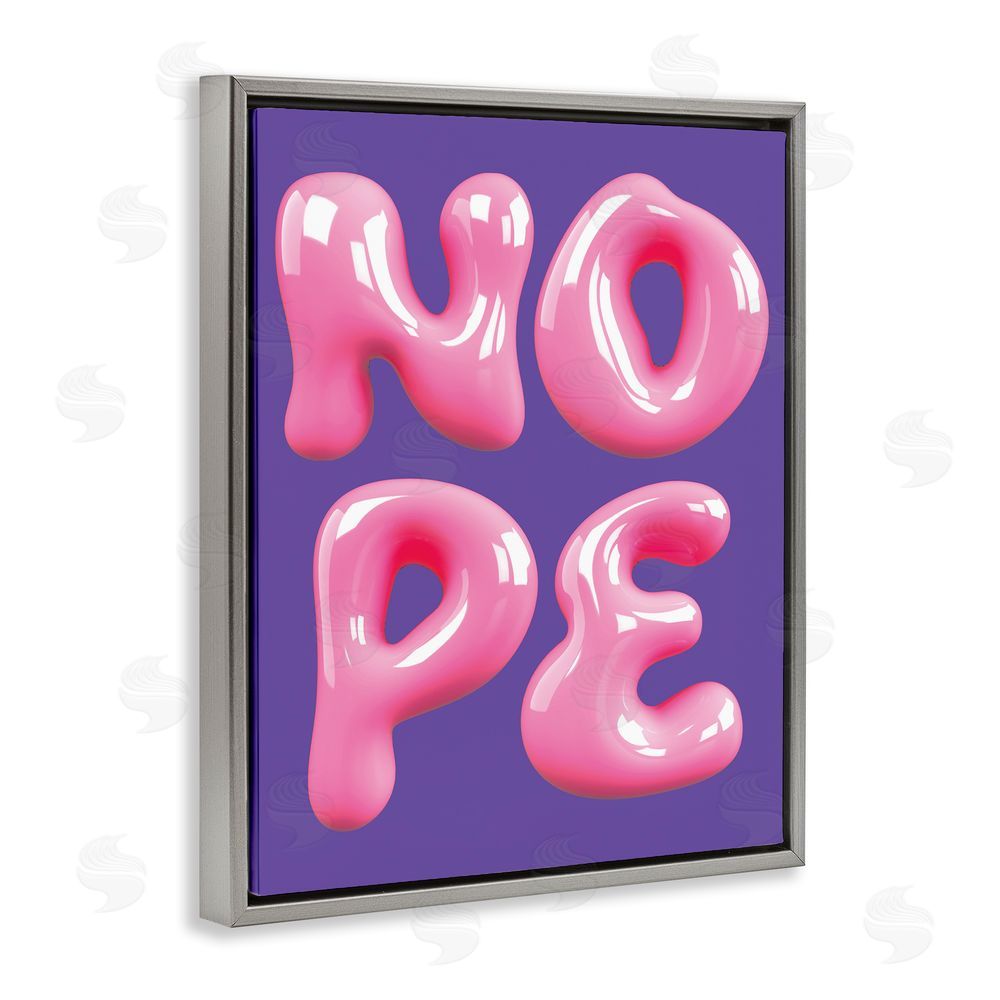 House of Lulu Abstract Nope Bold Text Grey Floating Frame Canvas Wall Art Print