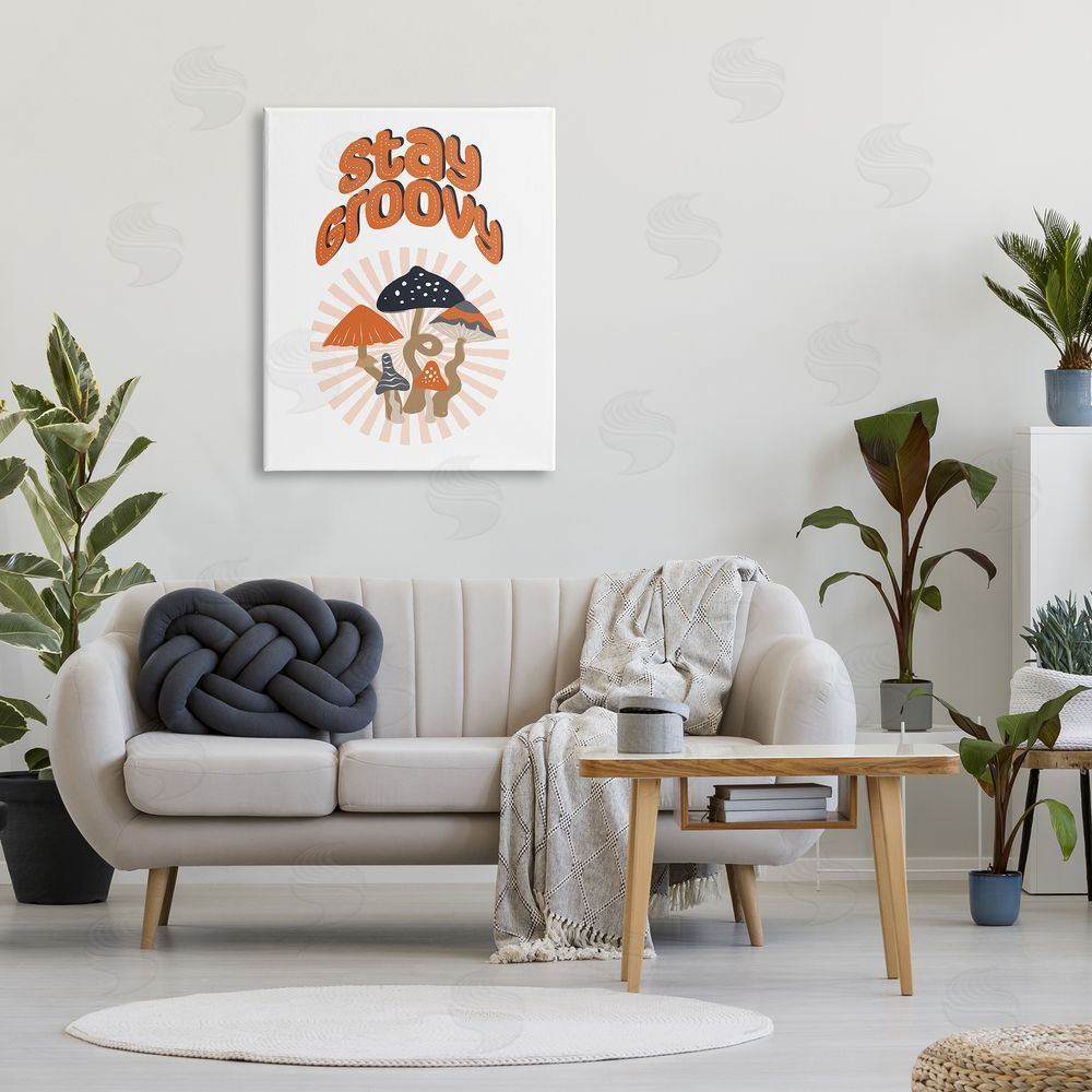 Martina Pavlova Stay Groovy Mushrooms Canvas Wall Art Print in Room