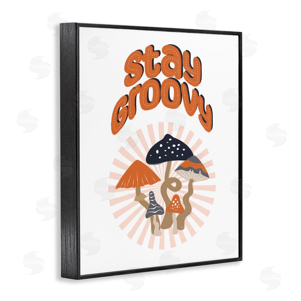 Martina Pavlova Stay Groovy Mushrooms Black Framed Giclee Wall Art Print