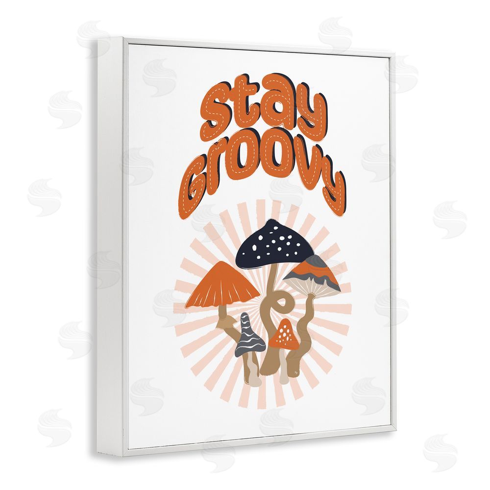 Martina Pavlova Stay Groovy Mushrooms White Framed Giclee Wall Art Print