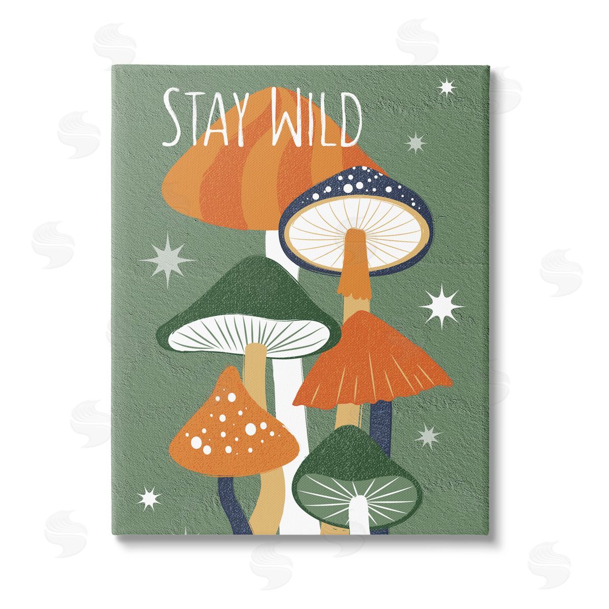 Martina Pavlova Stay Wild Mushrooms Pattern Stretched Canvas Wall Art Print