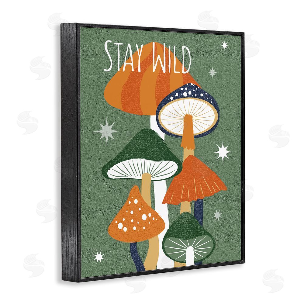 Martina Pavlova Stay Wild Mushrooms Pattern Black Framed Giclee Wall Art Print