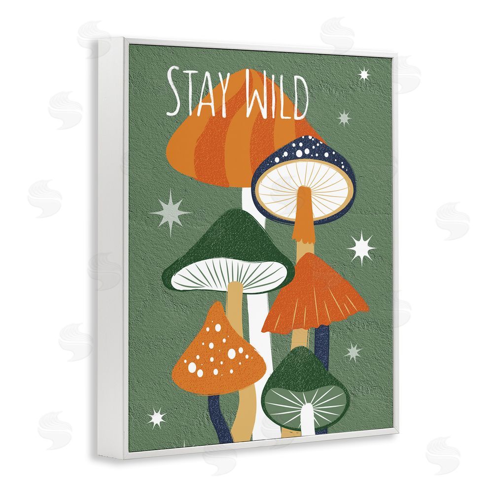 Martina Pavlova Stay Wild Mushrooms Pattern White Framed Giclee Wall Art Print