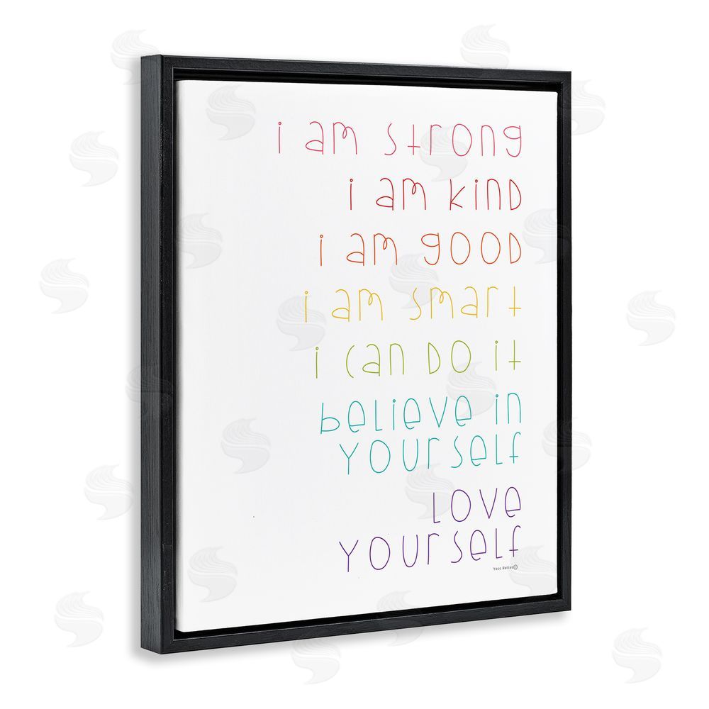 Yass Naffas Designs Love Yourself Confidence Phrases Black Floating Frame Canvas Wall Art Print