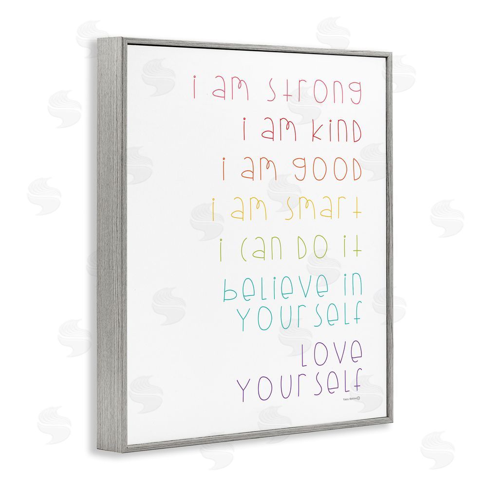 Yass Naffas Designs Love Yourself Confidence Phrases Gray Framed Giclee Wall Art Print
