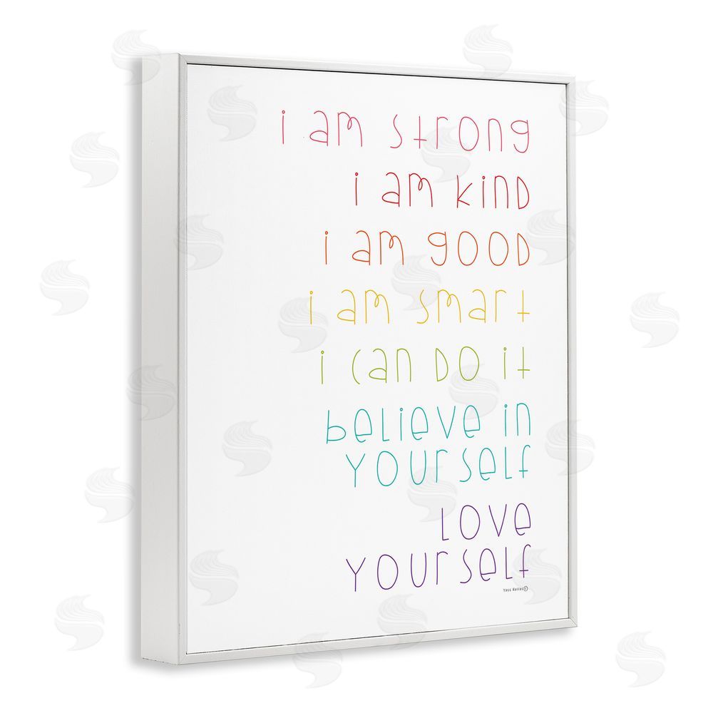 Yass Naffas Designs Love Yourself Confidence Phrases White Framed Giclee Wall Art Print