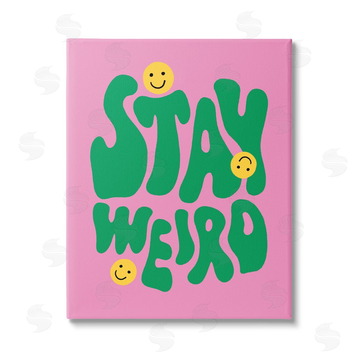 House of Lulu Stay Weird Retro Smilies Stretched Canvas Wall Art Print