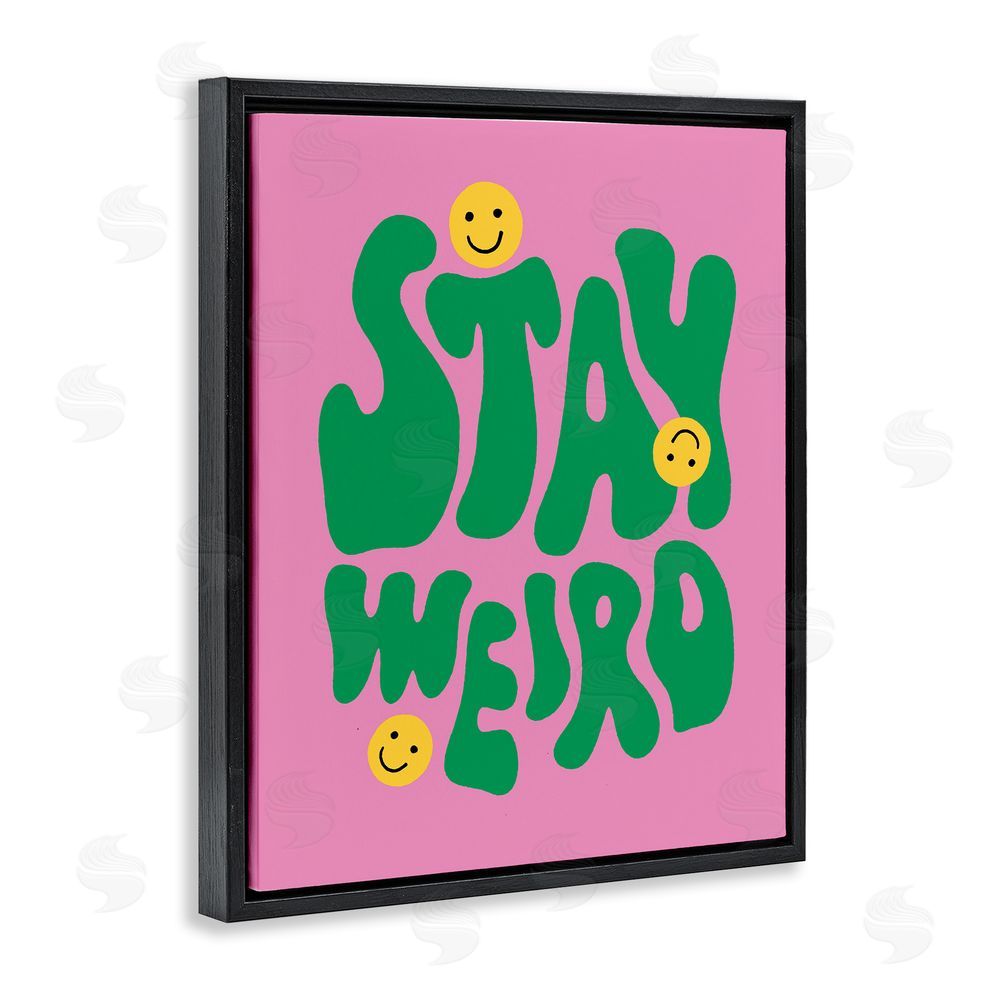 House of Lulu Stay Weird Retro Smilies Black Floating Frame Canvas Wall Art Print