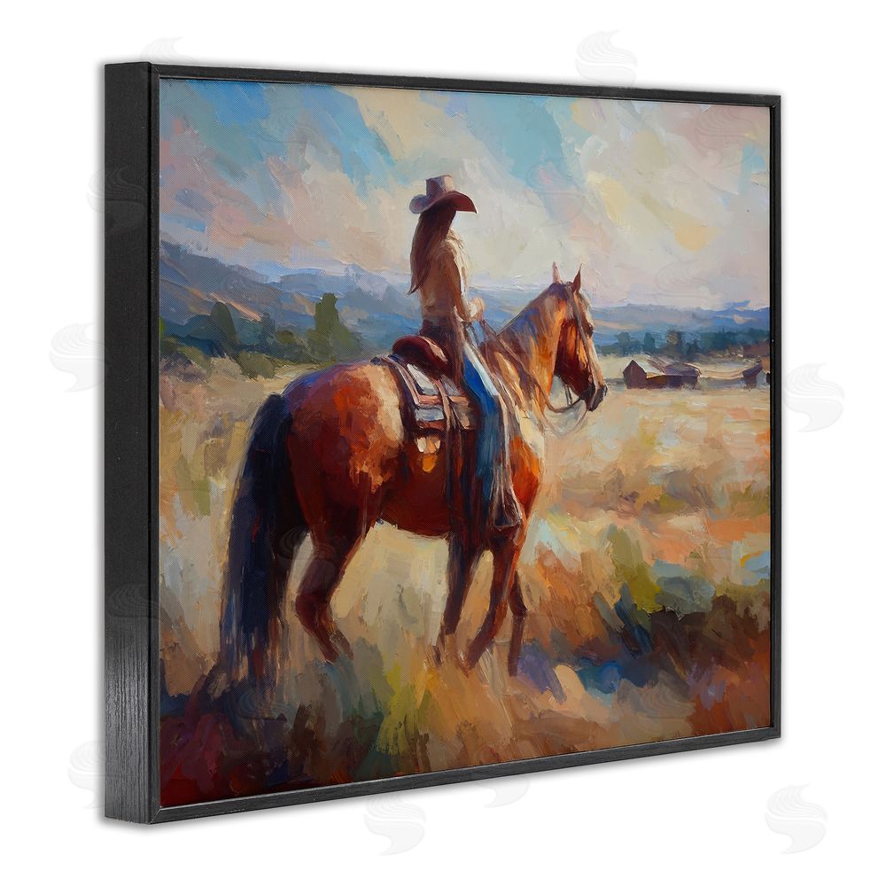 Ramona Murdock Cowgirl in Western Scene Black Framed Giclee Wall Art Print