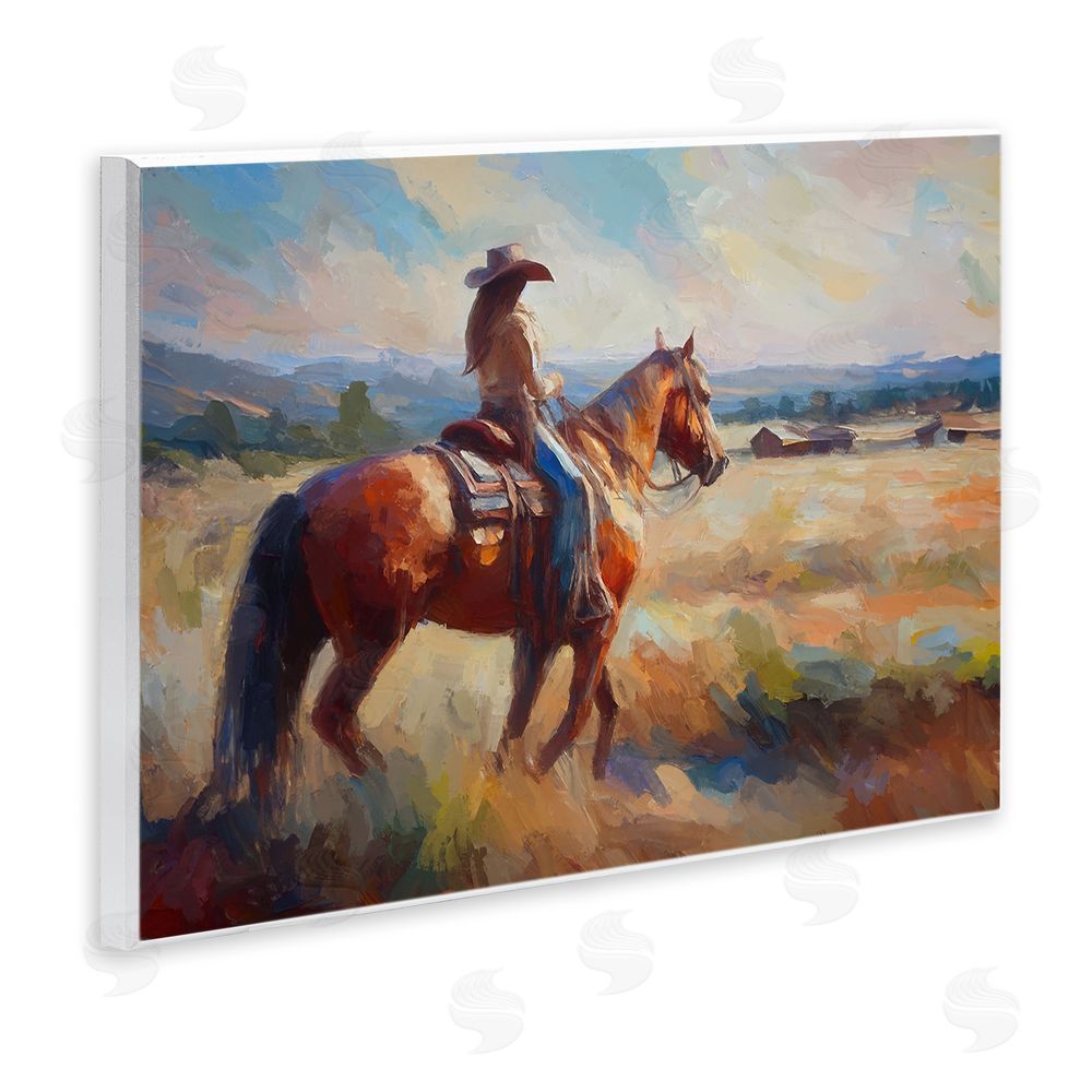 Ramona Murdock Cowgirl in Western Scene Wall Plaque Art Print