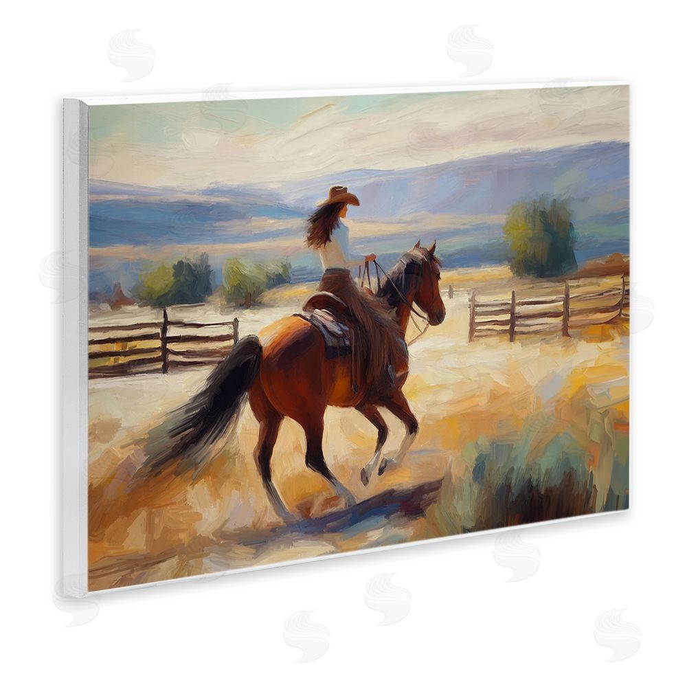 Ramona Murdock Galloping Cowgirl Landscape Wall Plaque Art Print