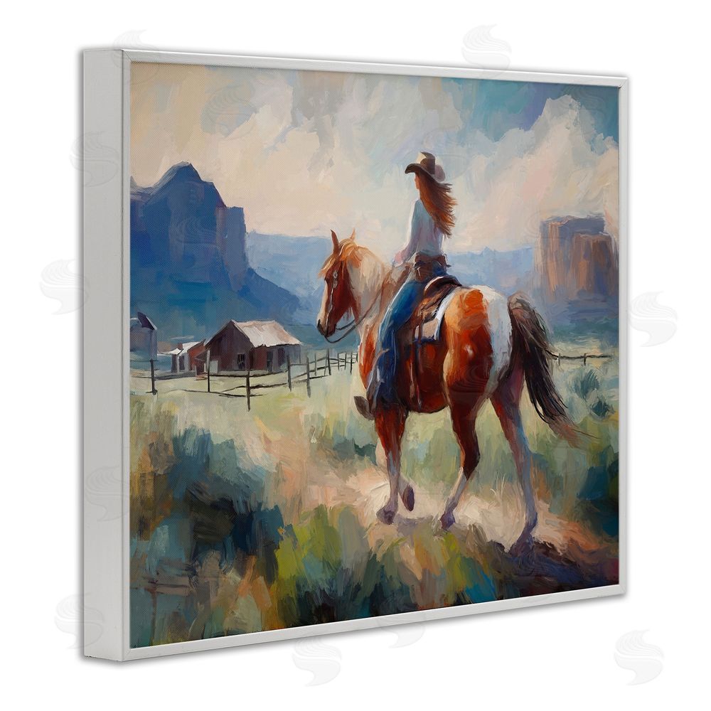 Ramona Murdock Southwestern Cowgirl Landscape White Framed Giclee Wall Art Print
