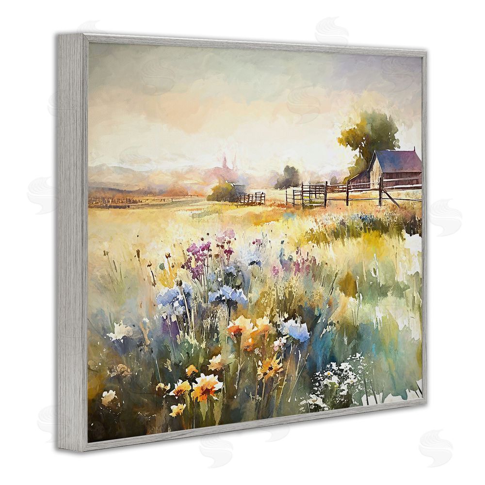 Ramona Murdock Wildflower Farm Field Gray Framed Giclee Wall Art Print