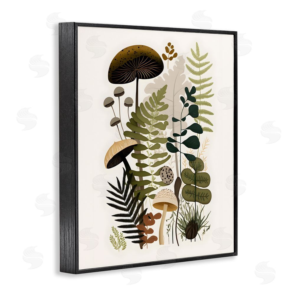 Petal Prints Design Mixed Earthy Botanicals Black Framed Giclee Wall Art Print