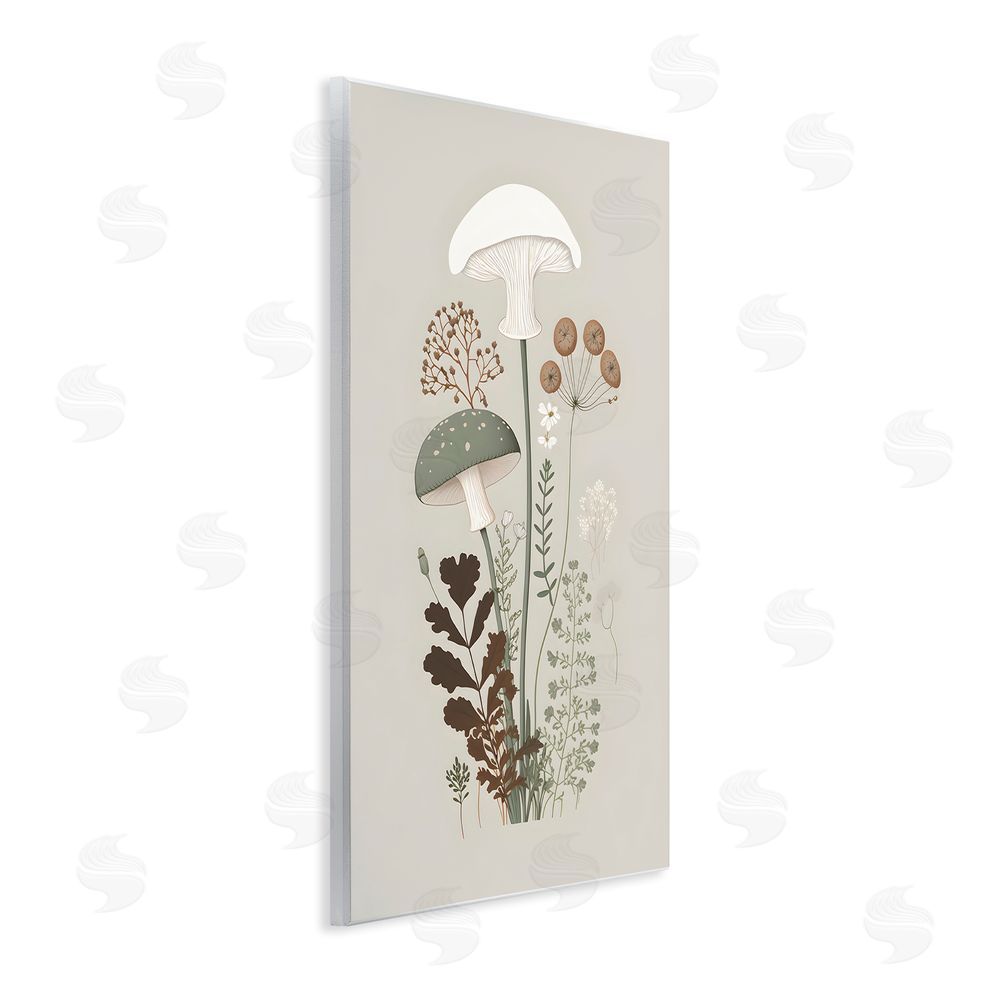 Petal Prints Design Soft Mushrooms on Grey Wall Plaque Art Print