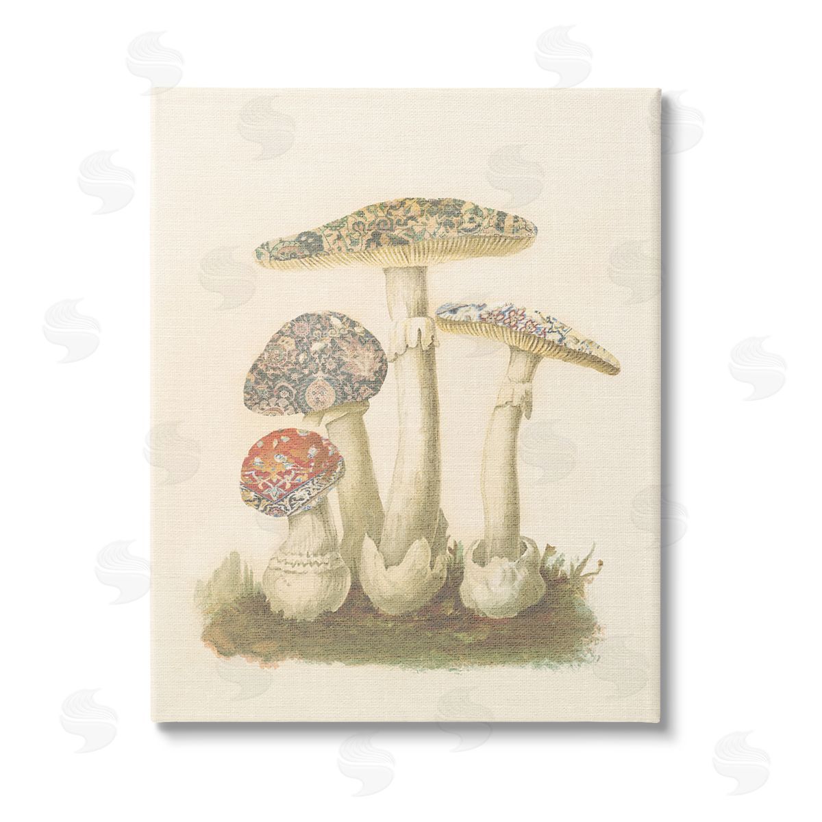 Stupell Studio Vintage Patterned Mushrooms Stretched Canvas Wall Art Print